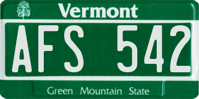 VT license plate AFS542