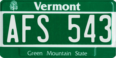 VT license plate AFS543