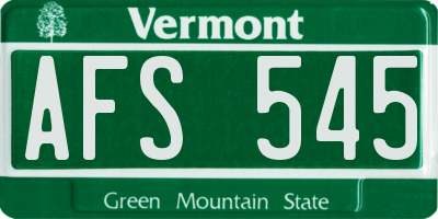 VT license plate AFS545