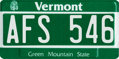 VT license plate AFS546