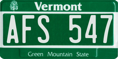 VT license plate AFS547