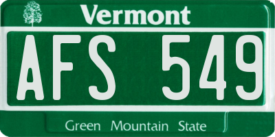 VT license plate AFS549