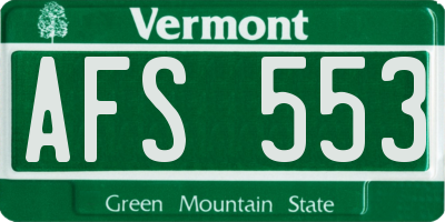 VT license plate AFS553