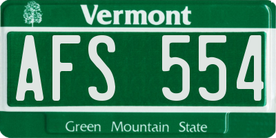 VT license plate AFS554