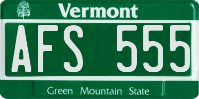 VT license plate AFS555