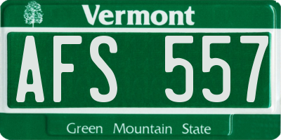 VT license plate AFS557