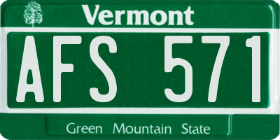 VT license plate AFS571