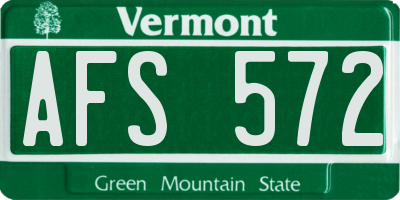 VT license plate AFS572