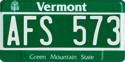 VT license plate AFS573