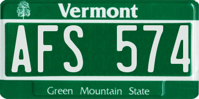 VT license plate AFS574