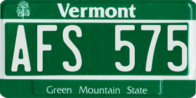VT license plate AFS575