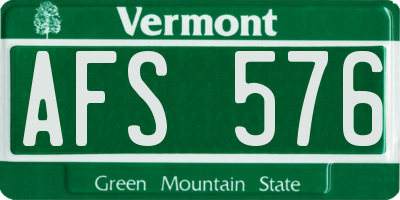 VT license plate AFS576