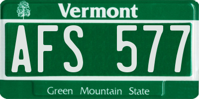 VT license plate AFS577
