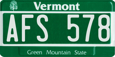 VT license plate AFS578