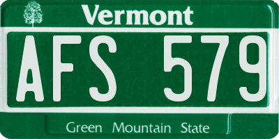 VT license plate AFS579