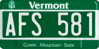 VT license plate AFS581