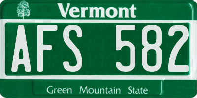 VT license plate AFS582