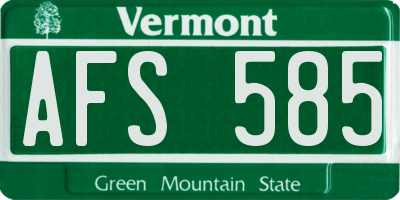 VT license plate AFS585