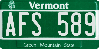 VT license plate AFS589