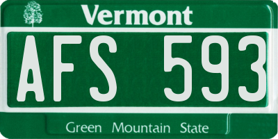 VT license plate AFS593