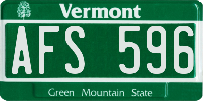 VT license plate AFS596