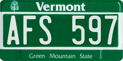 VT license plate AFS597