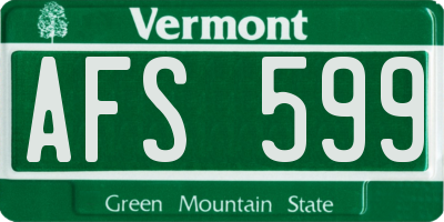 VT license plate AFS599
