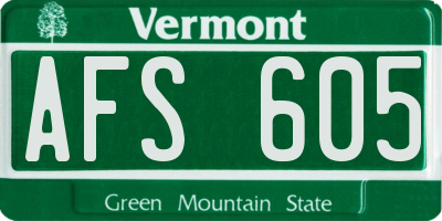 VT license plate AFS605