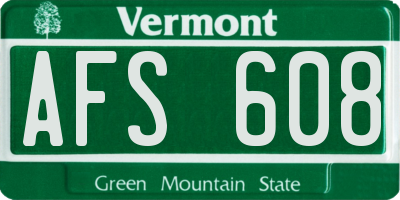 VT license plate AFS608