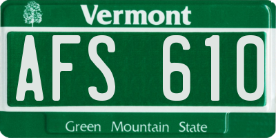 VT license plate AFS610