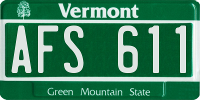 VT license plate AFS611
