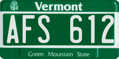VT license plate AFS612