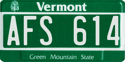 VT license plate AFS614