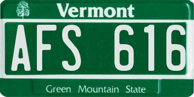 VT license plate AFS616
