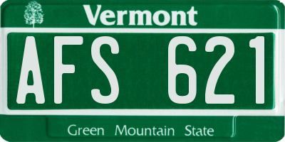 VT license plate AFS621