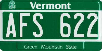VT license plate AFS622