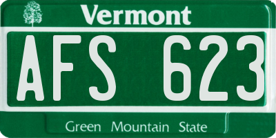VT license plate AFS623