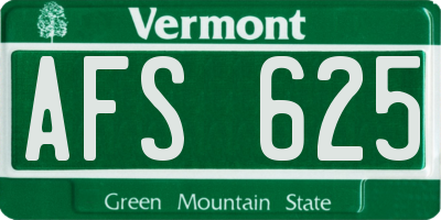 VT license plate AFS625