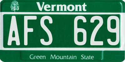 VT license plate AFS629