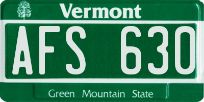 VT license plate AFS630