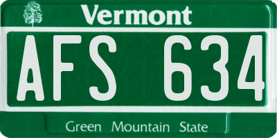 VT license plate AFS634