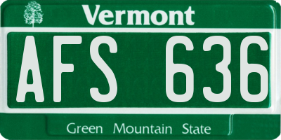 VT license plate AFS636