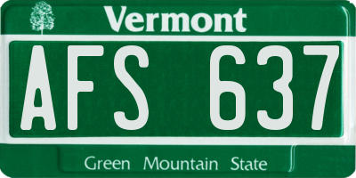 VT license plate AFS637