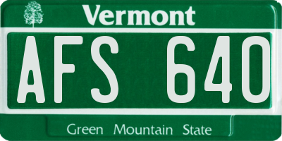 VT license plate AFS640