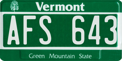 VT license plate AFS643