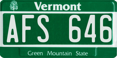 VT license plate AFS646