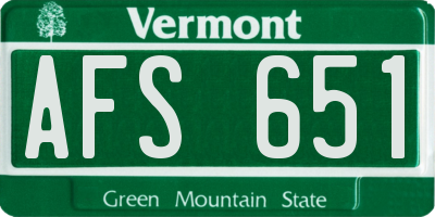 VT license plate AFS651