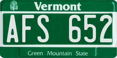 VT license plate AFS652