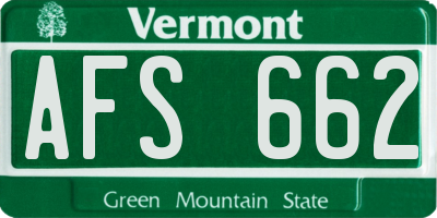 VT license plate AFS662