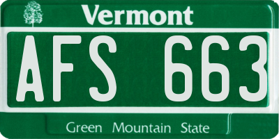 VT license plate AFS663